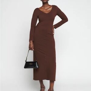 Reformation Dari Chocolate Long Sleeve Dress